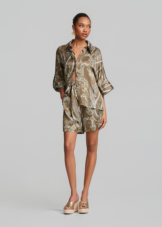 Printed shirt in lurex paisleys pattern