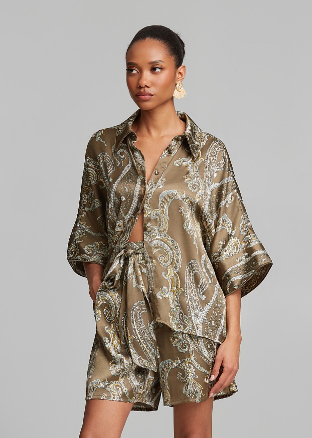 Printed shirt in lurex paisleys pattern