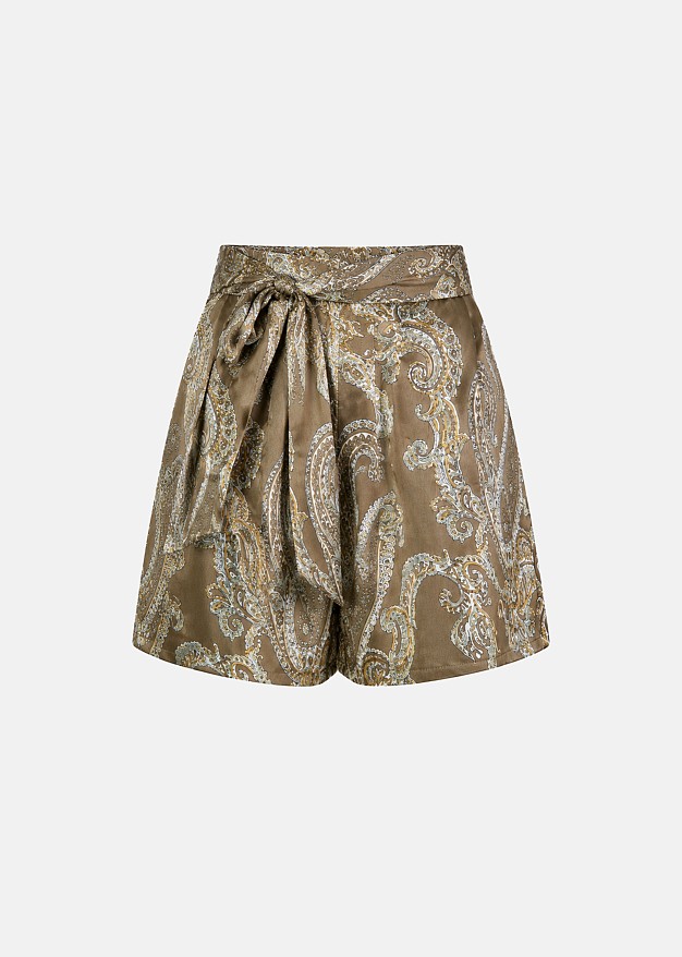 Printed shorts in  lurex paisleys pattern