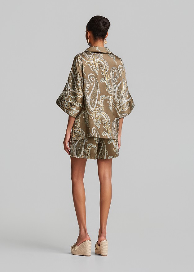 Printed shorts in  lurex paisleys pattern