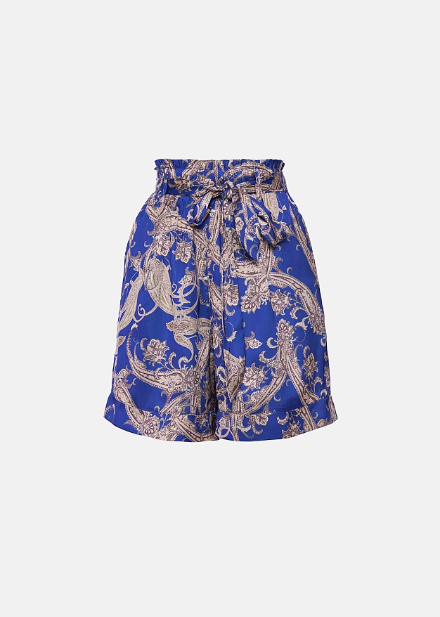 Shorts with a paisley pattern in a satin finish