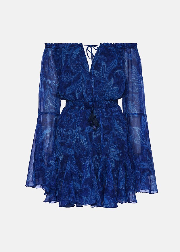 Off-shoulder printed playsuit with ruffle detailing