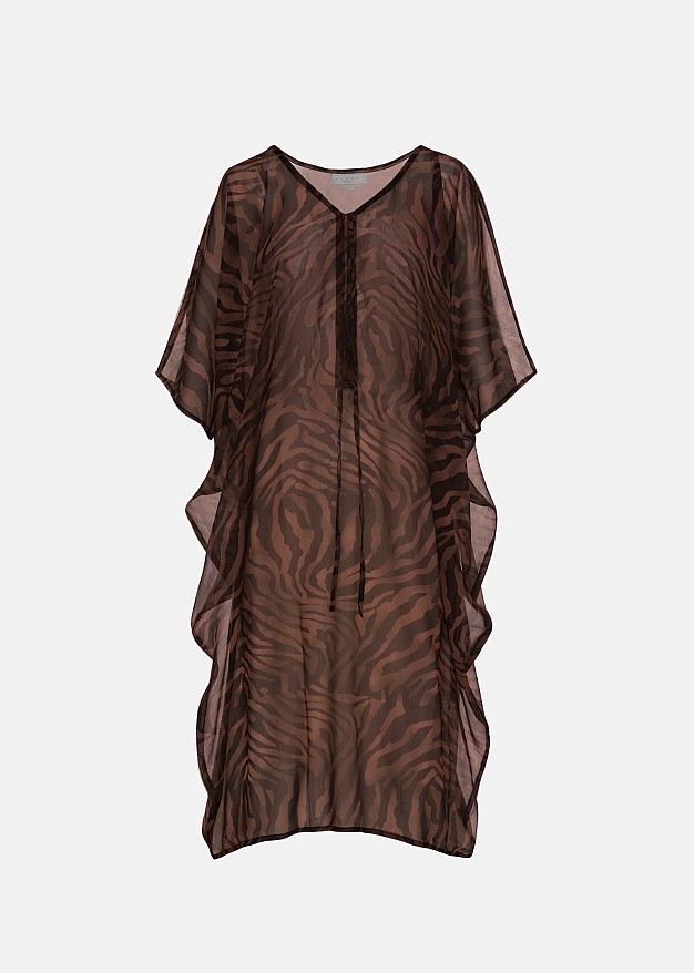 Leopard print midi kaftan in adjustable drawstring