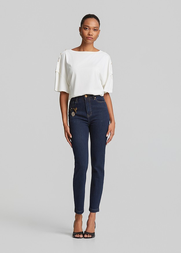 High-waisted skinny jeans