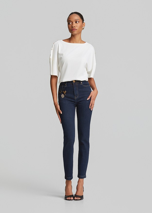 High-waisted skinny jeans