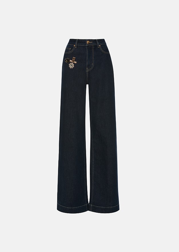 High-waisted straight-leg jeans