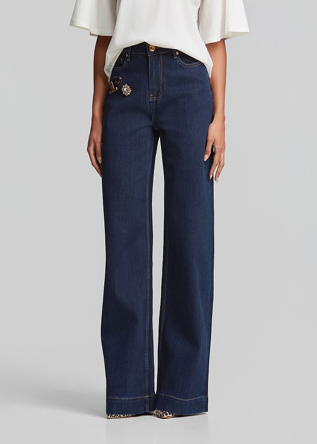 High-waisted straight-leg jeans