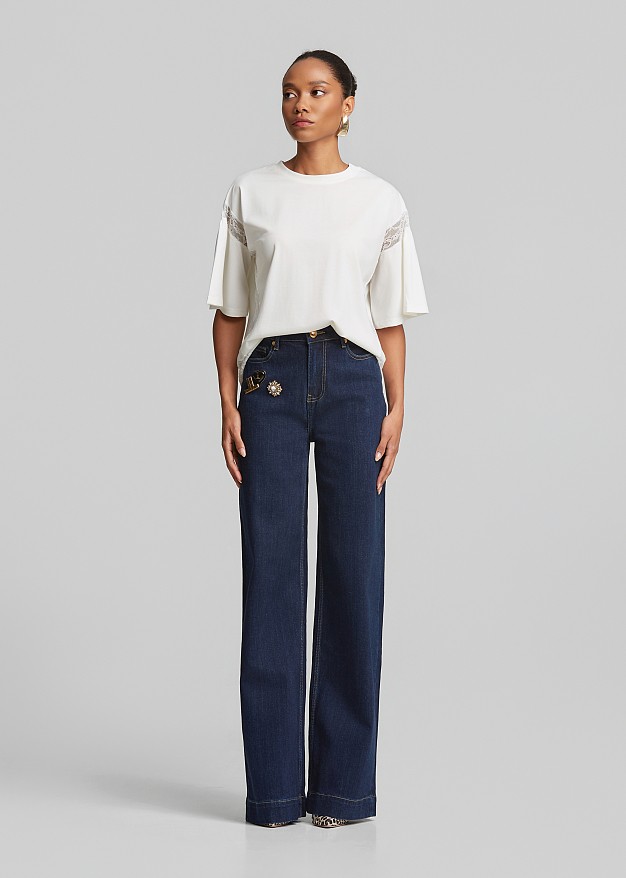 High-waisted straight-leg jeans
