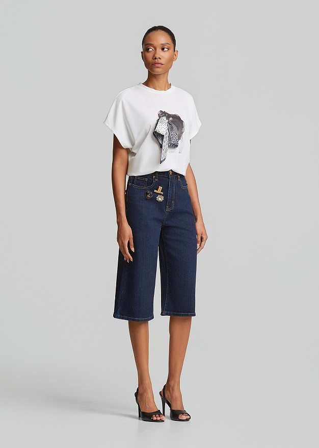 Denim bermuda shorts with pins