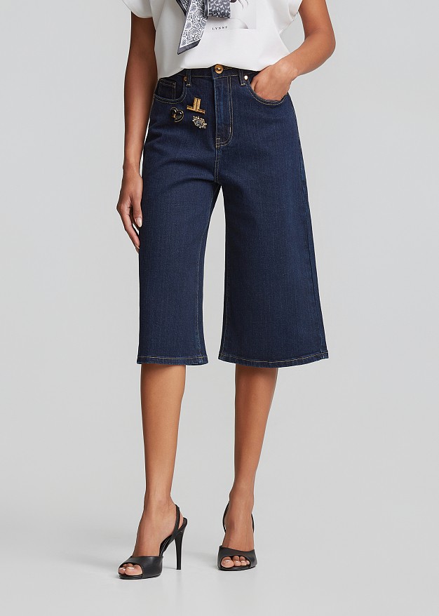 Denim bermuda shorts with pins