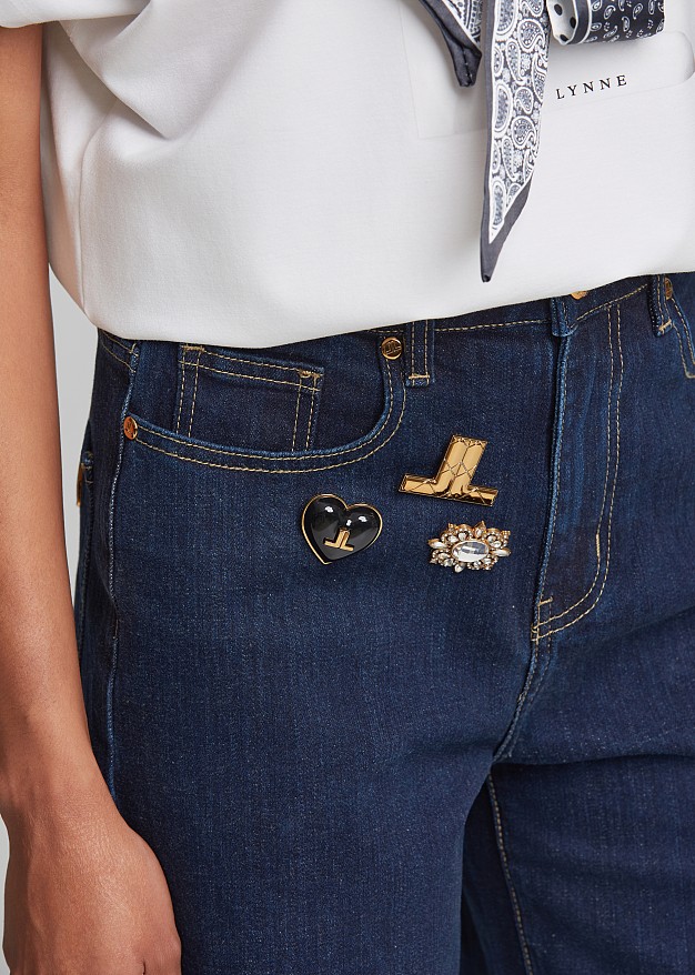 Denim bermuda shorts with pins