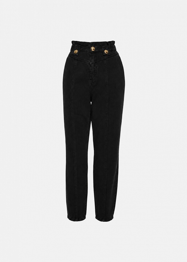 Blugi Mom fit cu detaliu încrețit