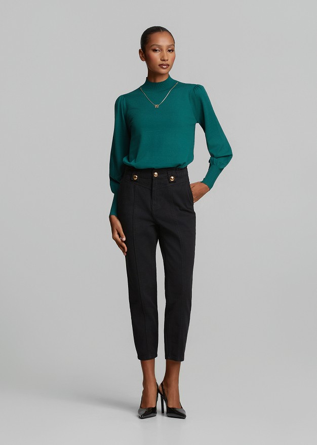 Mom fit jeans with ruching