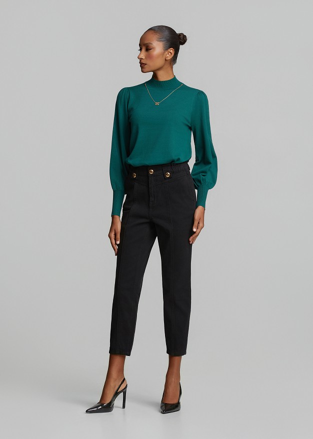 Mom fit jeans with ruching