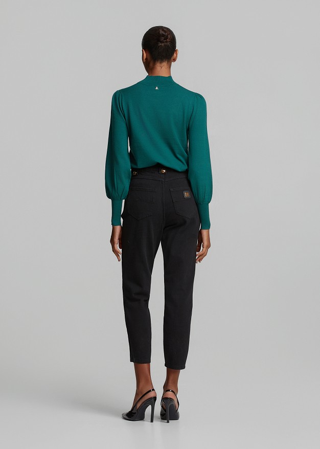 Mom fit jeans with ruching
