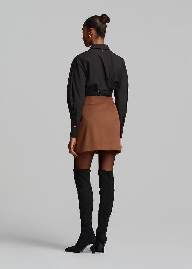 Faux-suede mini skirt with decorative beads