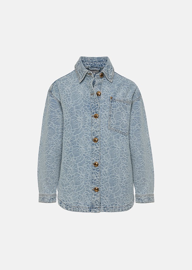 Jacquard oversized denim shirt