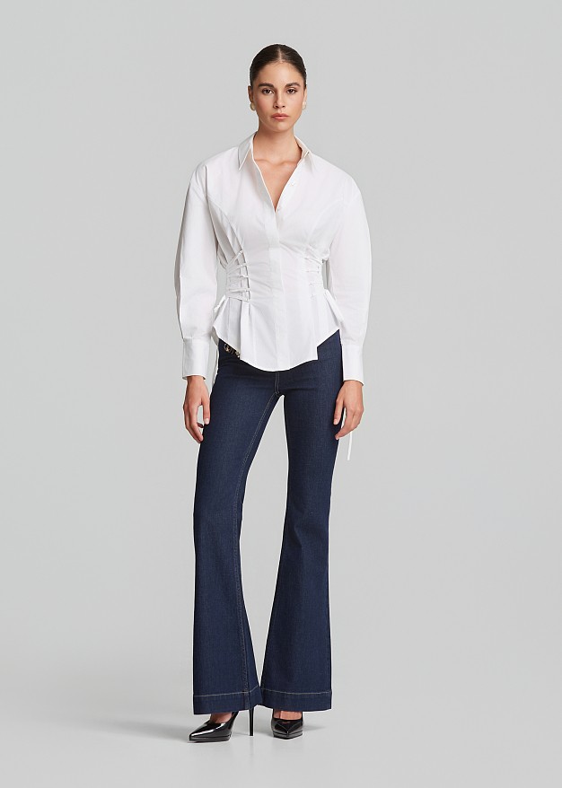 Cotton shirt in corset-effect fit