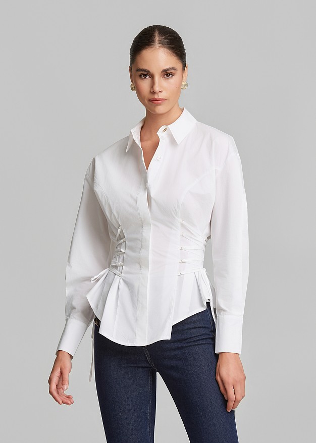 Cotton shirt in corset-effect fit