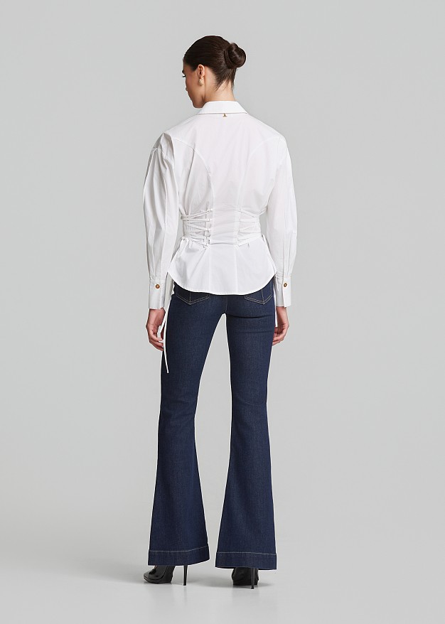 Cotton shirt in corset-effect fit