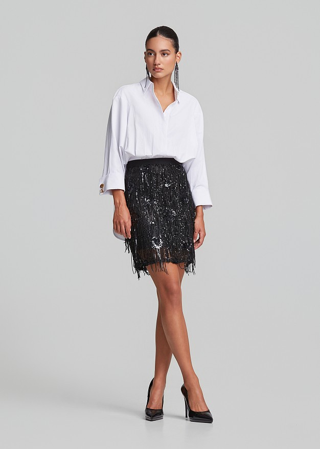 Fitted asymmetric shirt with peplum