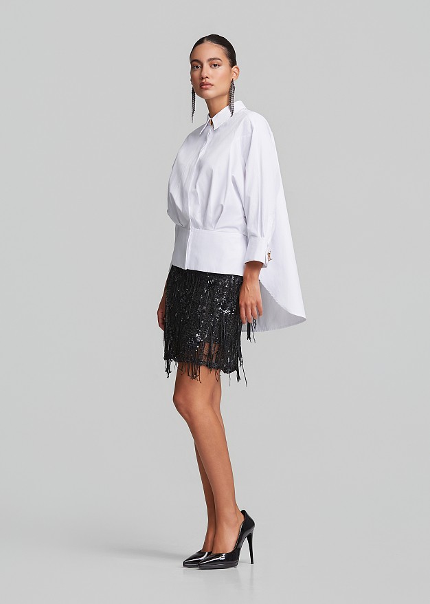 Fitted asymmetric shirt with peplum