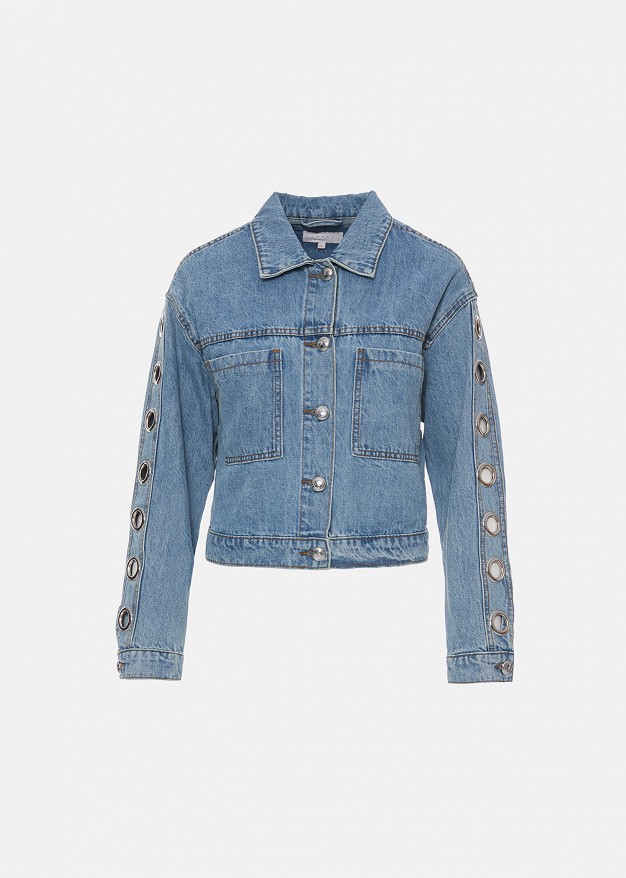 Jachetă din denim cu detalii rotunde metalice