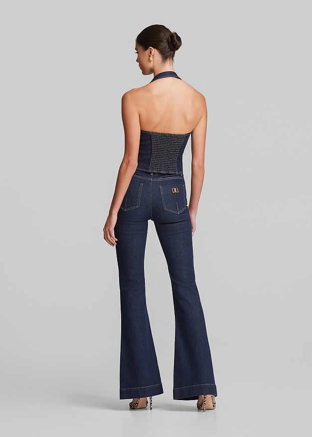 Denim vest with front zipper