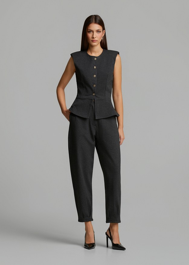 Peplum vest with structured shoulders