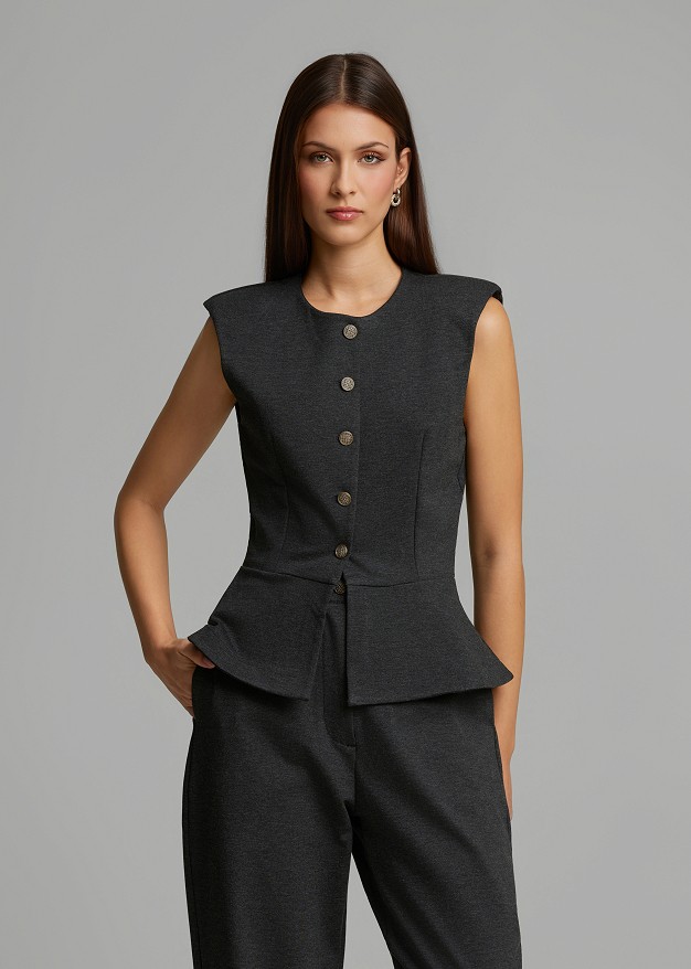 Peplum vest with structured shoulders