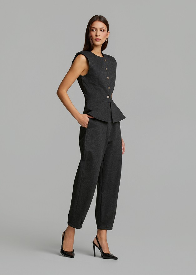 Peplum vest with structured shoulders