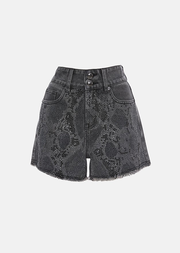 Grey denim shorts in high waist