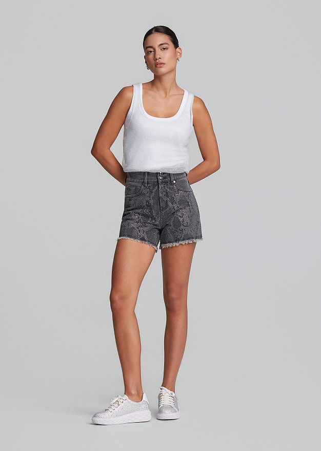 Grey denim shorts in high waist