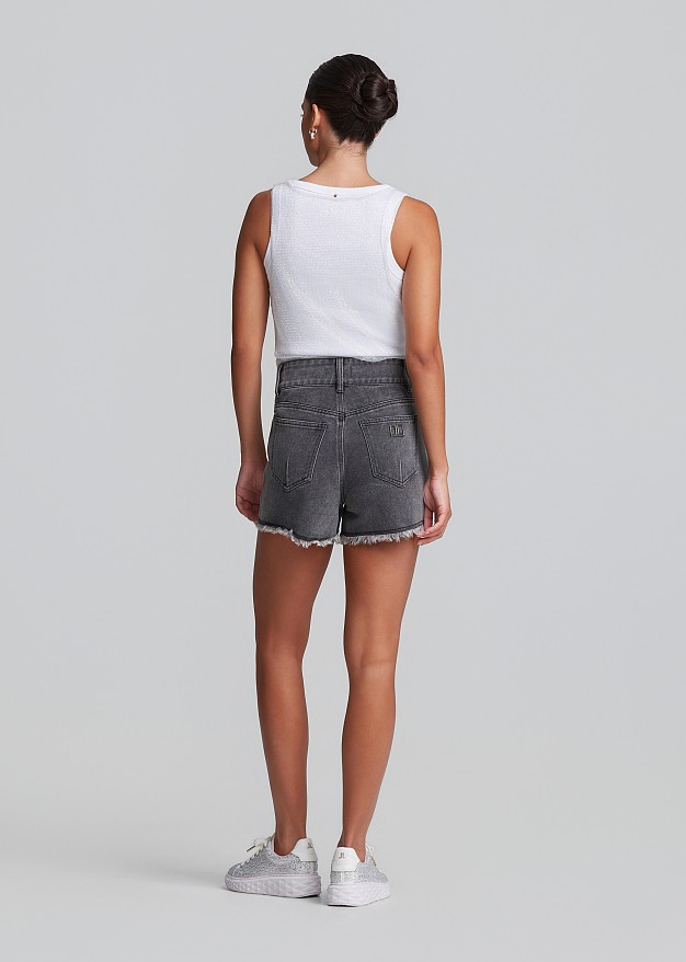 Grey denim shorts in high waist