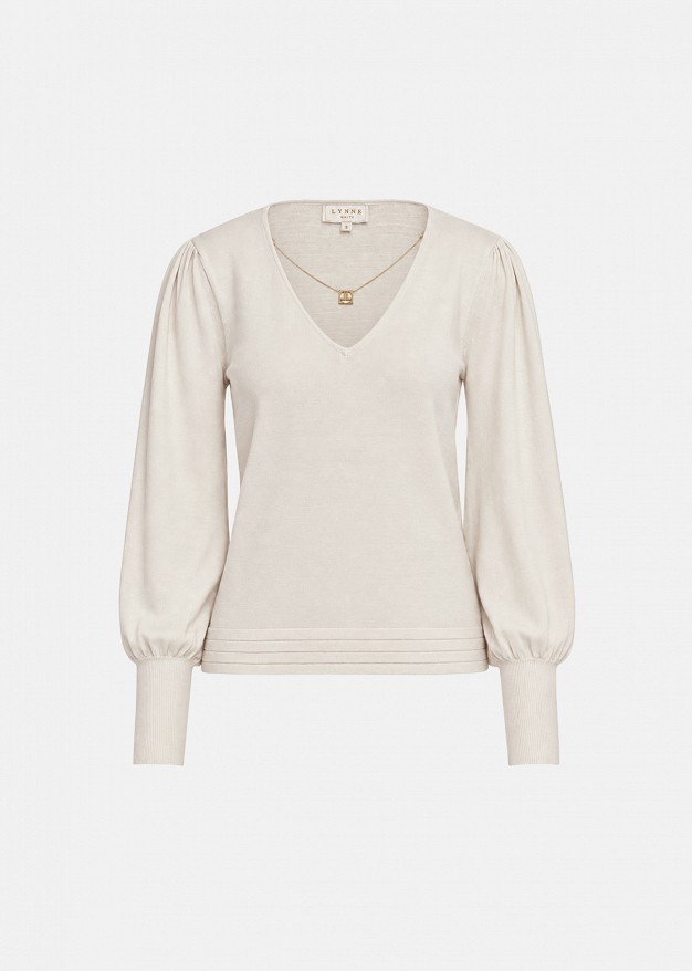 V-neck knit top with a relaxed fit