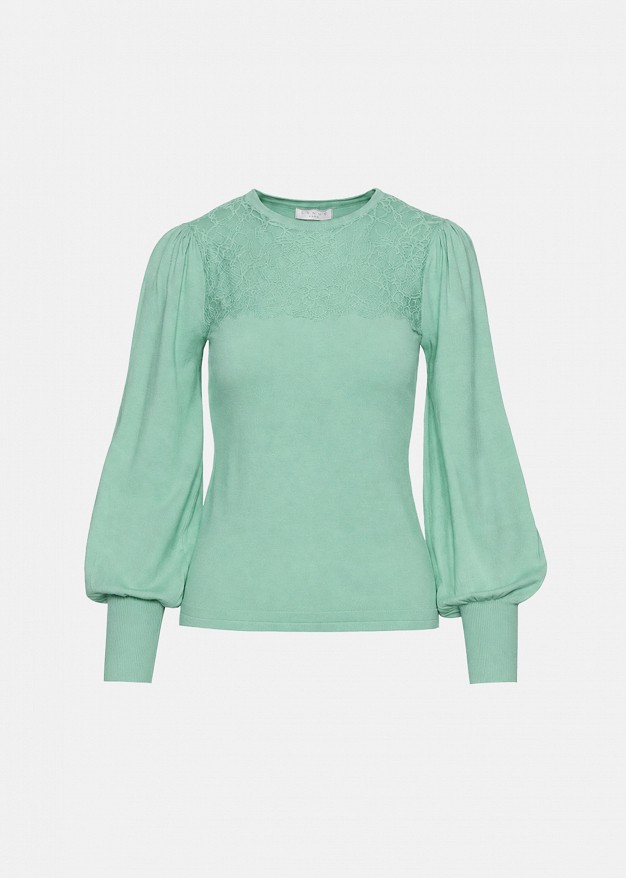 Knitted top with lace detail