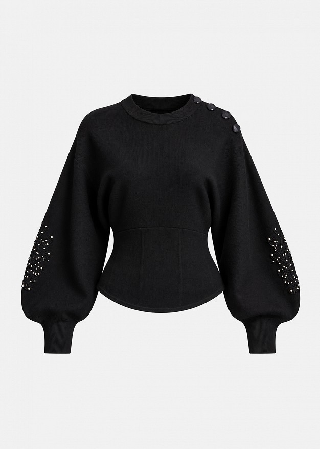 Pulover cu model de corset în talie