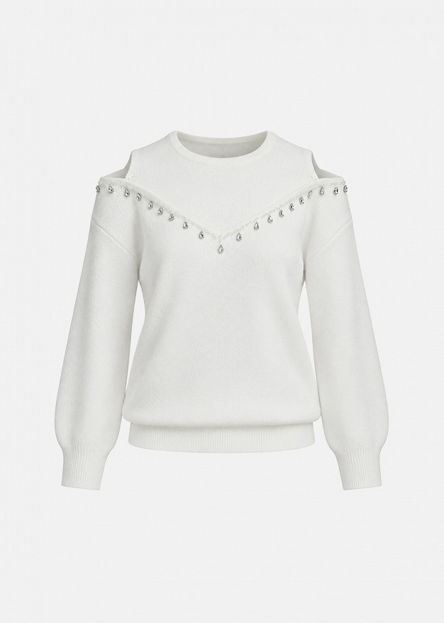 Sweater with decorative crystals