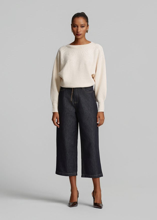 Bead-embroidered sweater