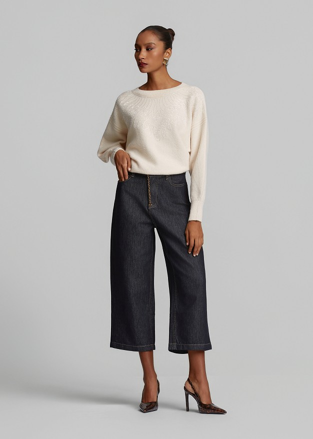 Bead-embroidered sweater