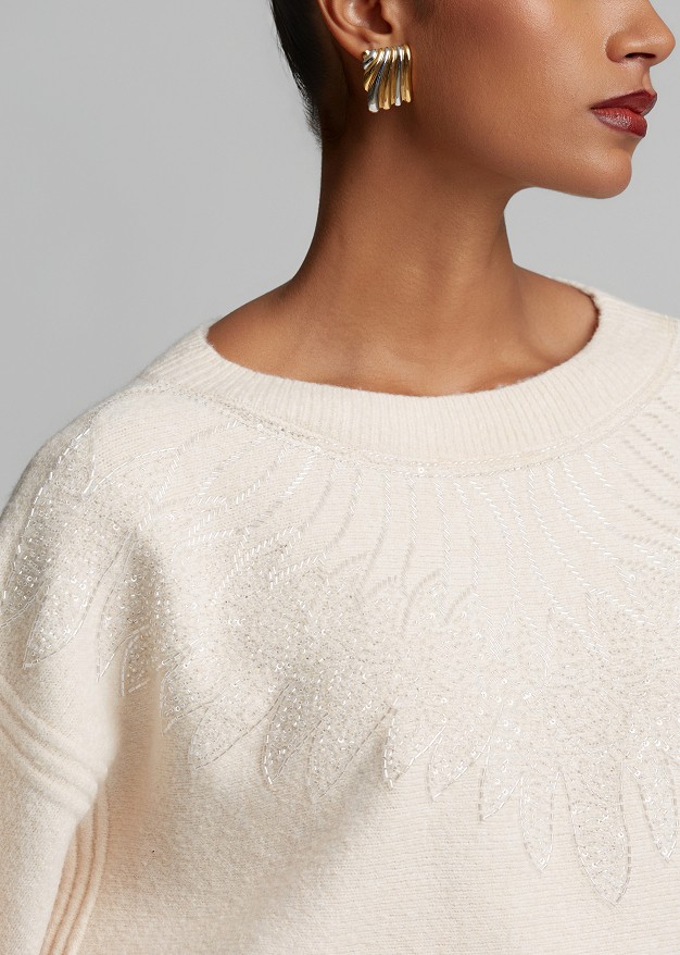 Bead-embroidered sweater