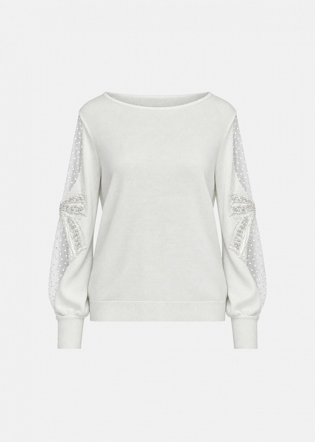 Sweater with sheer point-d'esprit
