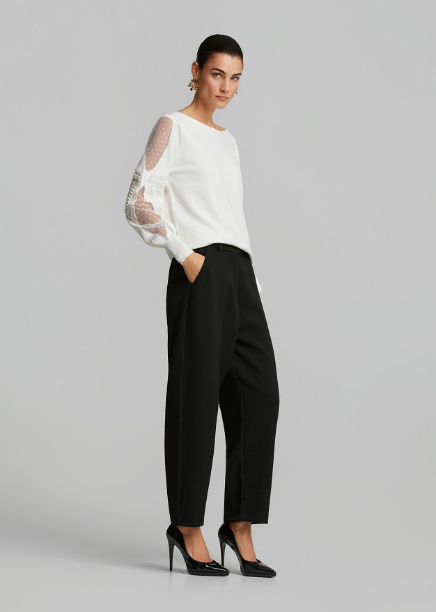 Pulover cu model point-d'esprit transparent
