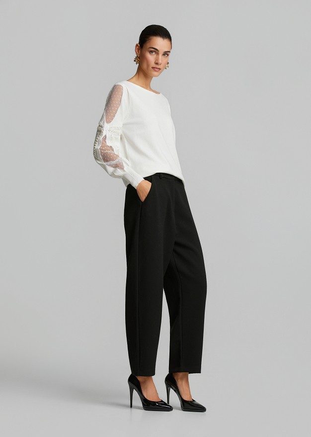 Pulover cu model point-d'esprit transparent
