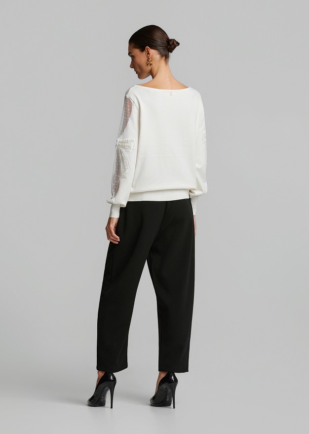 Pulover cu model point-d'esprit transparent