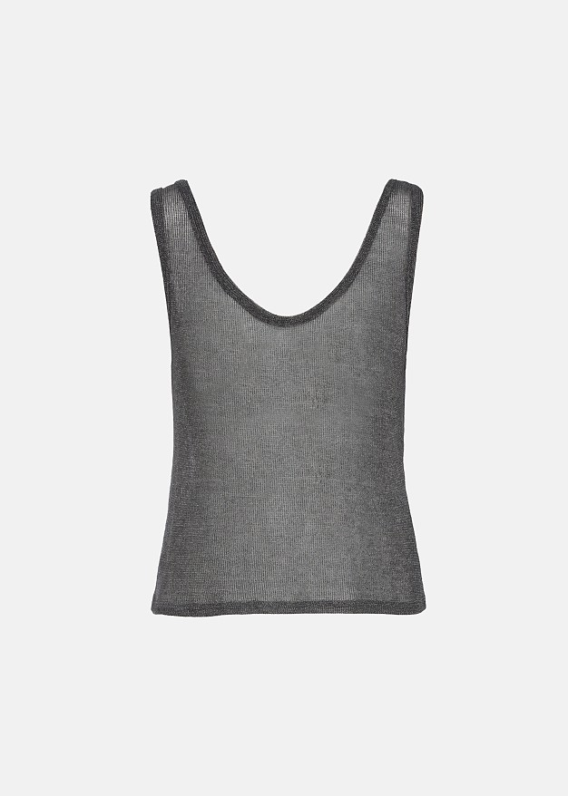 Sleeveless metallic fabric top