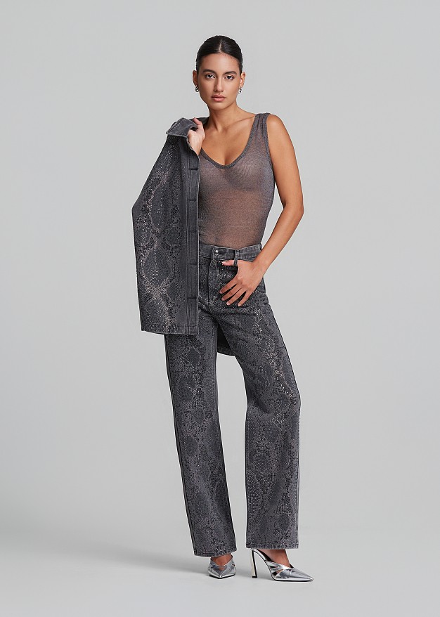 Sleeveless metallic fabric top