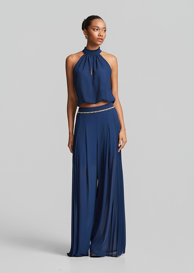 Semi-sheer halterneck blouse