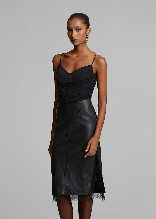 Satin-look bustier in  lace