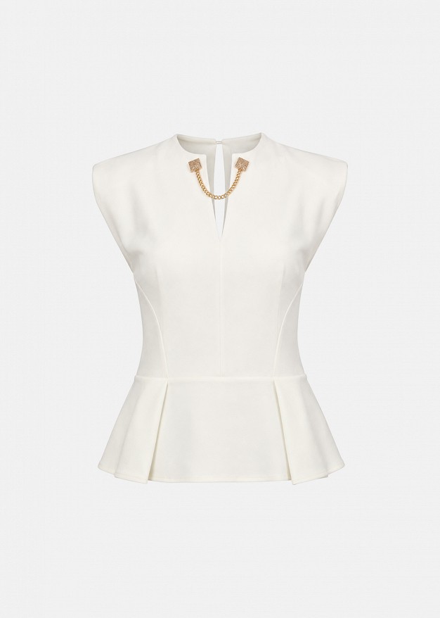 Top fără mâneci stil peplum